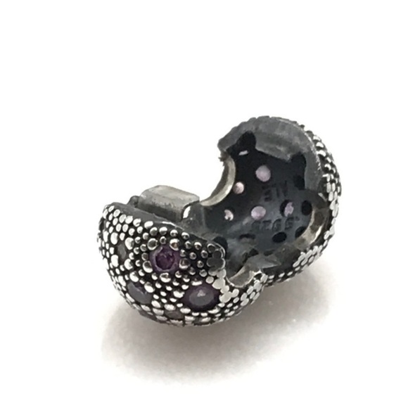 Pandora Pink Purple CZ Sparkly Cosmic Stars Rare Retired Clip Bead Charm - Picture 6 of 6